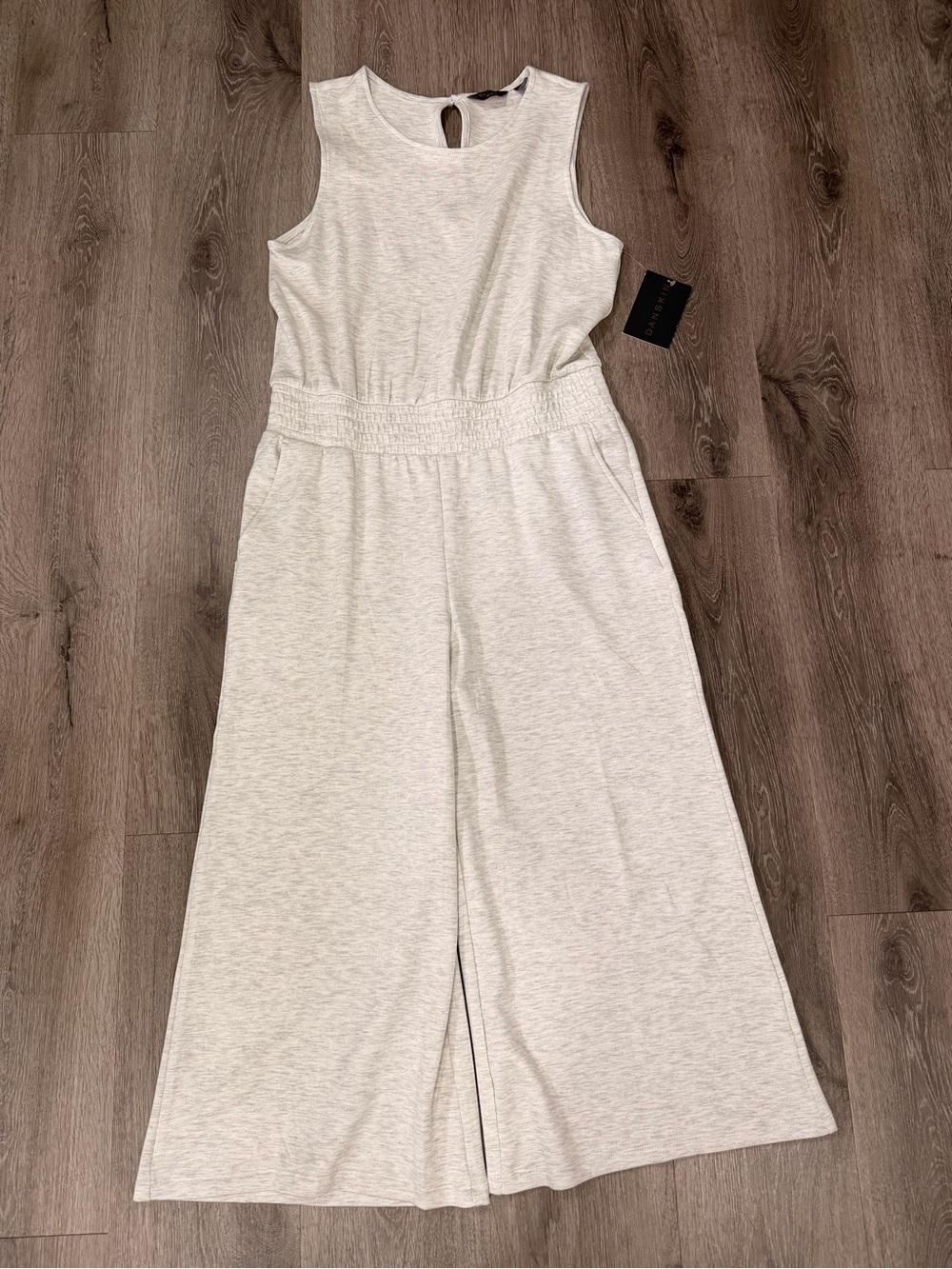 Danskin Women’s Light Heather Gray Sleeveless Wide-Leg Jumpsuit Size Medium